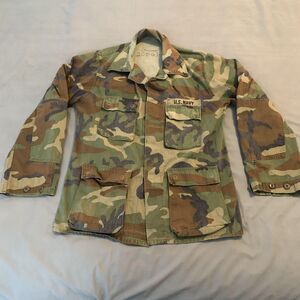 US Navy Woodland Camo BDU Jacket Mens Medium Field Coat Combat Shirt Military